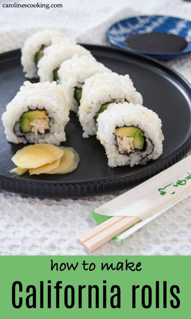 A California roll is a classic fusion sushi that's easy to recreate at home. Find plenty of tips on what you need and what to do, step by step, so you can enjoy them too. #sushi #californiaroll #crab