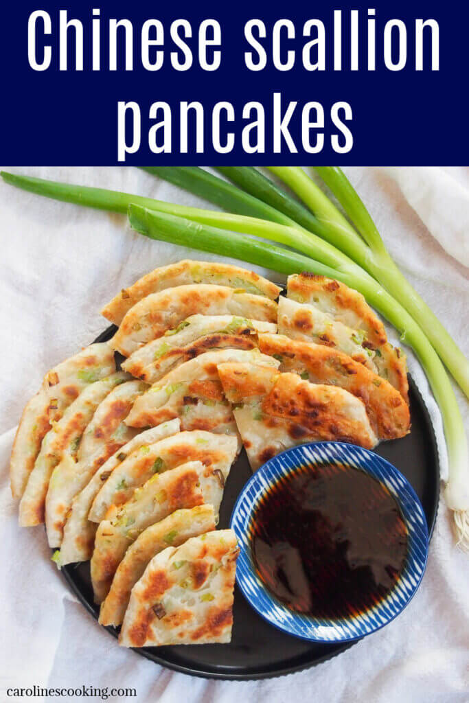 Chinese scallion pancakes are both a street food favorite as well as found in restaurants. They are easier than you might think to make at home with only a few ingredients. The result is a delicious mix of flaky layers, chewiness, crisp outside and tasty flavors. 