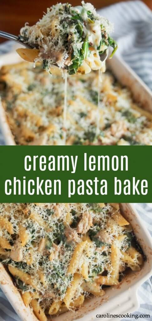 Creamy lemon chicken pasta bake