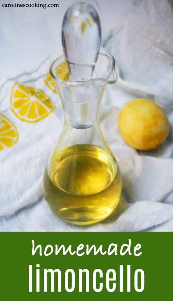 Sipping limoncello after a meal is very popular in many parts of Italy. It also makes a great ingredient in cocktails. Even better, you don't need to travel to get some: homemade limoncello is easier than you might think (only three ingredients!), and it makes a wonderful gift. #limoncello #homemadegift #liqeur