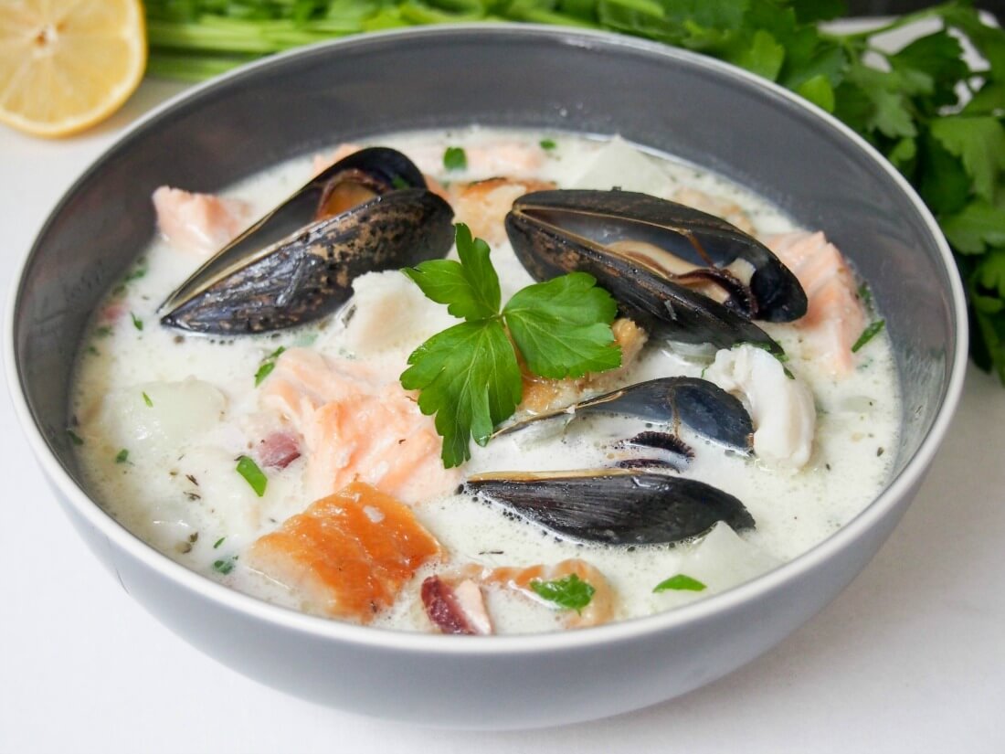 bowl of Irish fish chowder