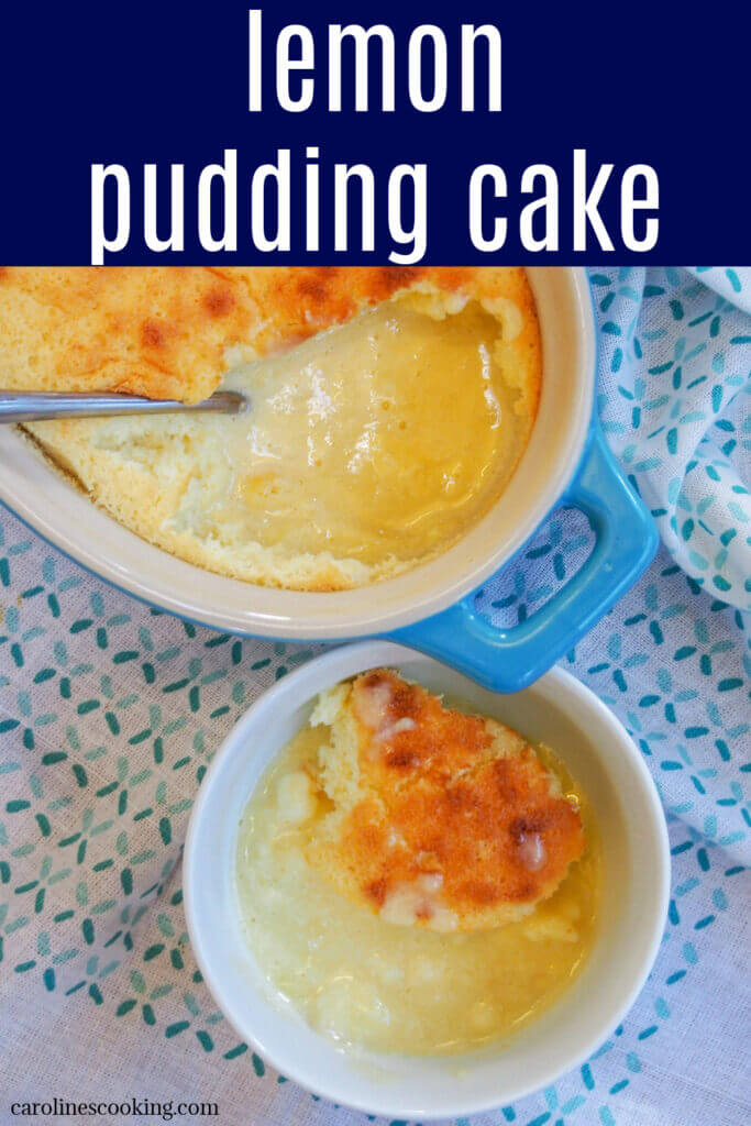 This lemon pudding cake is so easy to make and the result is so comforting with a wonderful lemon tang. The mixture separates slightly during baking to give a sponge-like mixture on the top and creamy sauce on the bottom. No wonder it also goes by the name lemon delicious.