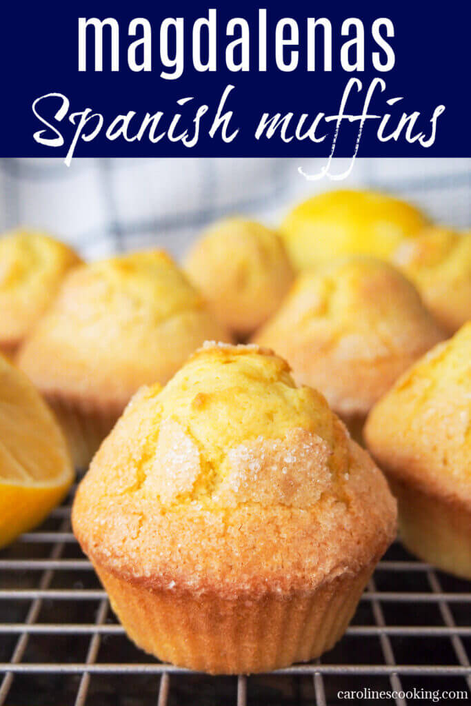 Magdalenas are Spanish lemon and olive oil muffins that you'll find in bakeries across the country. They're easy to make at home, too, with only a few common ingredients. They have a lovely delicate flavor, and are perfect still warm out the oven with coffee.