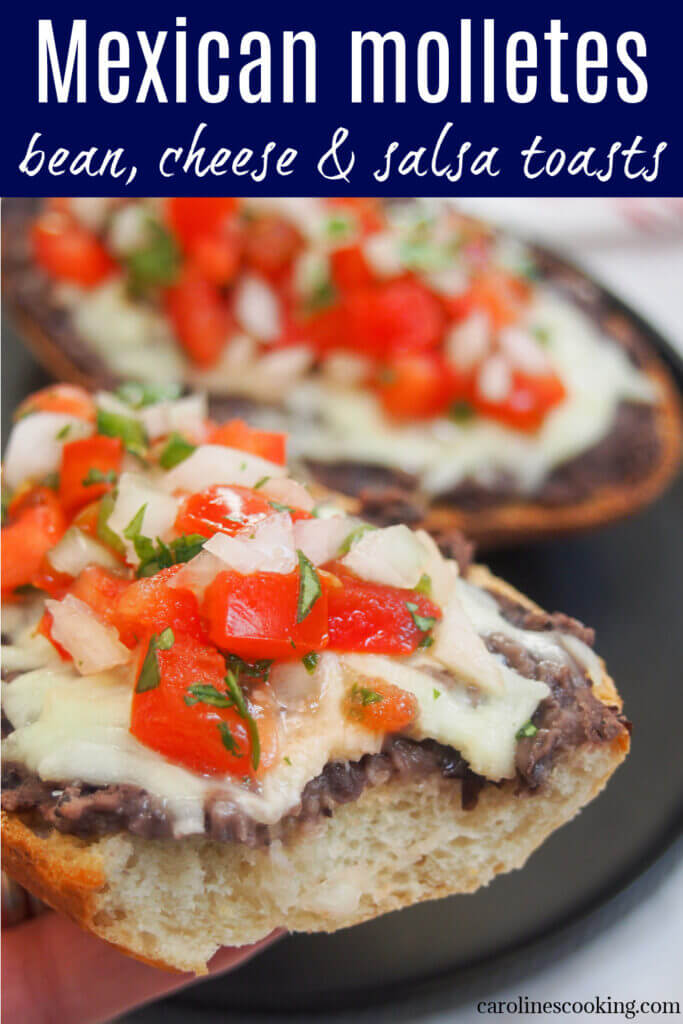 Breakfast can hardly get more comforting than this easy Mexican creation. Molletes loads cheese, beans and salsa on bread and is as tasty as it sounds.