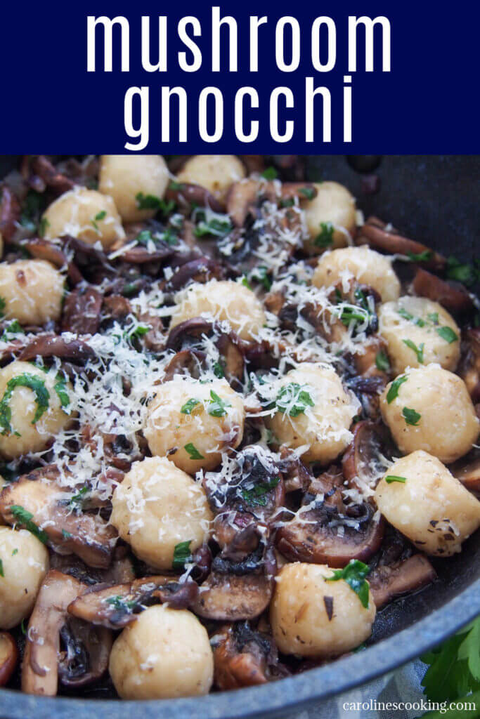 This mushroom gnocchi is a comforting, tasty way to make gnocchi go further. It's quick, easy and packed with earthy flavors. A tasty vegetarian meal that will win over anyone.