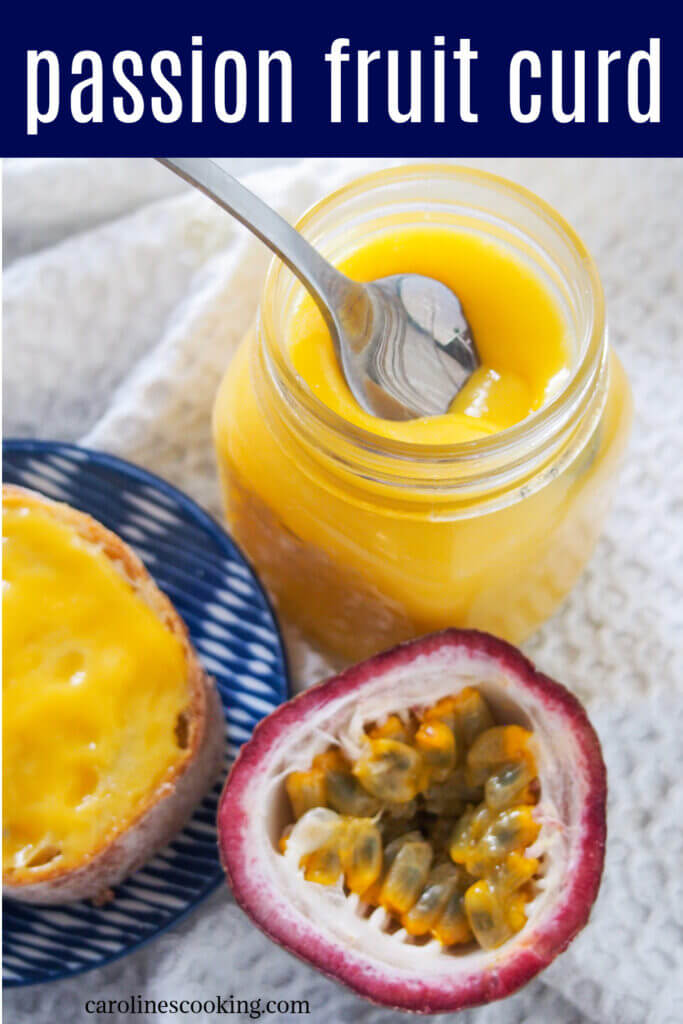 This passion fruit curd is a tropical twist on the classic citrus spread. It’s bright and aromatic, with that classic smooth texture. Easy and delicious!