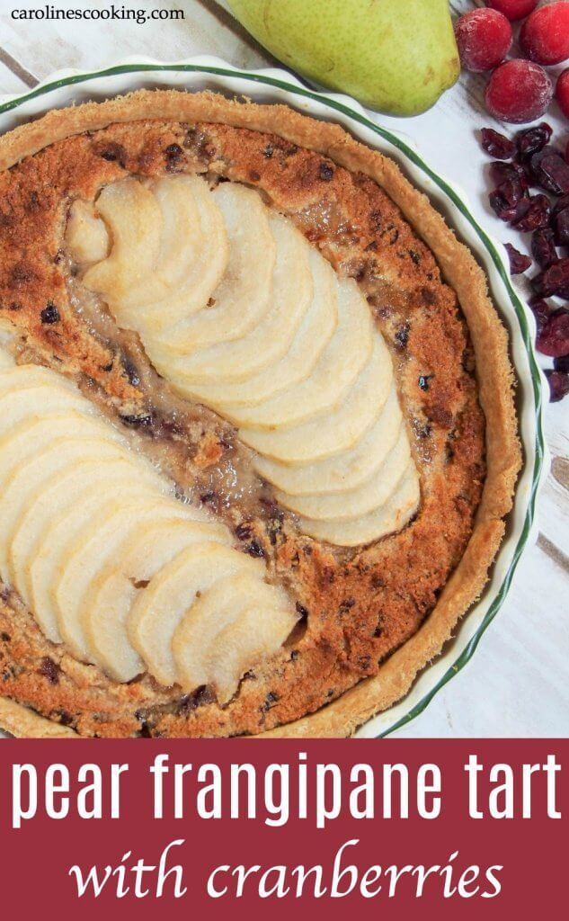 pear frangipane tart with cranberries