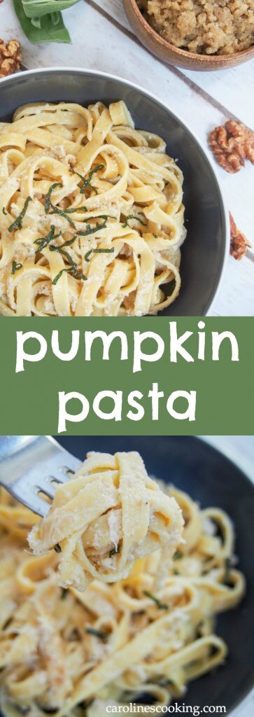 pumpkin pasta served with walnut sauce