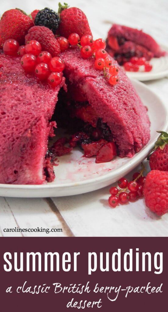 Summer pudding is a classic British dessert - a celebration of summer berries, wrapped up in a sponge-like coat. Except that it's a bit of a cheat as it's made with bread! It's an easy and delicious no bake dessert. #berries #dessert #nobakedessert #dessertrecipe #summerdessert