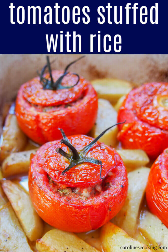 These Roman tomatoes stuffed with rice, pomodori ripieni di riso, are a simple, delicious combination - this dish is all about letting the tomatoes shine with a few herbs and good oil. They make a great side or main dish.