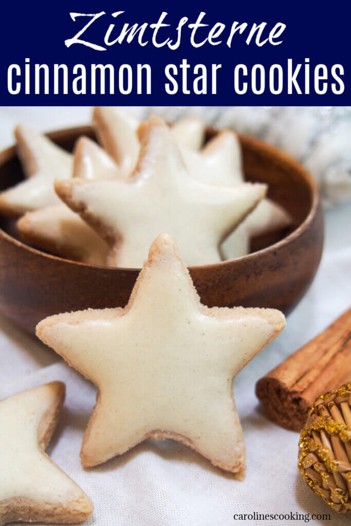 Zimtsterne are delicious cinnamon flavored nut cookies, cut and decorated into pretty stars. These cinnamon star cookies are a classic in Germany and easy to make at home with only a handful of ingredients.